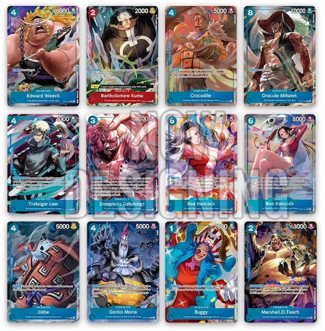 De losse kaarten die je krijgt bij de One Piece Seven Warlords of the Sea Binder
