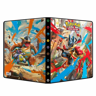 Opengeklapt 9-pocket portfolio van Pokémon en Ultra Pro