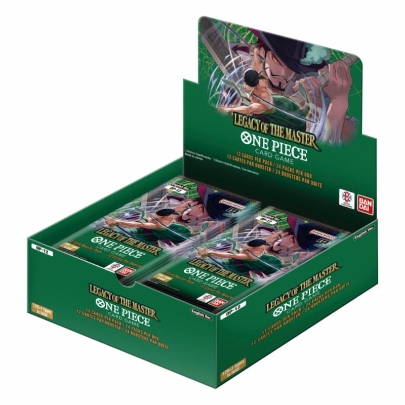 De voorkant van een One Piece OP12 Booster Box met de Booster Packs zichtbaar.