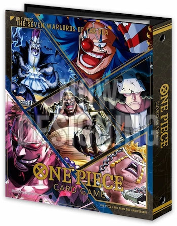 Voorkant van de One Piece Seven Warlords of the Sea Binder met daarop verschillende personages van de One Piece