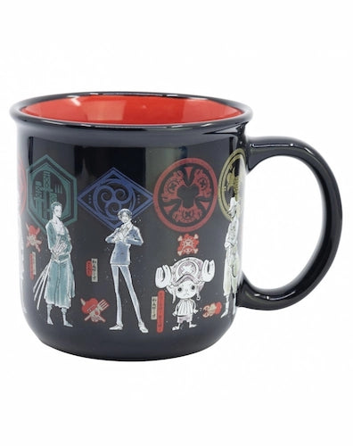 One Piece mok zwart met daarop Straw Hat crew