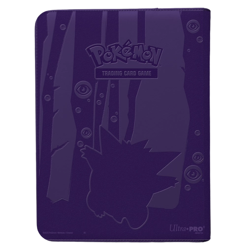Achterkant van de Gengar Pro Binder 9 pocket map met daarop Gengar afgebeeld en het officiele Pokemon logo
