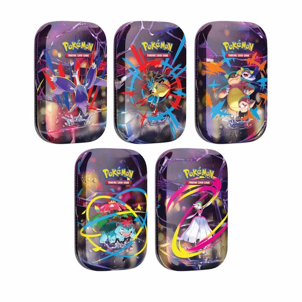 Een overzicht van alle arts van de Pokémon Mega Heroes Mini tin's