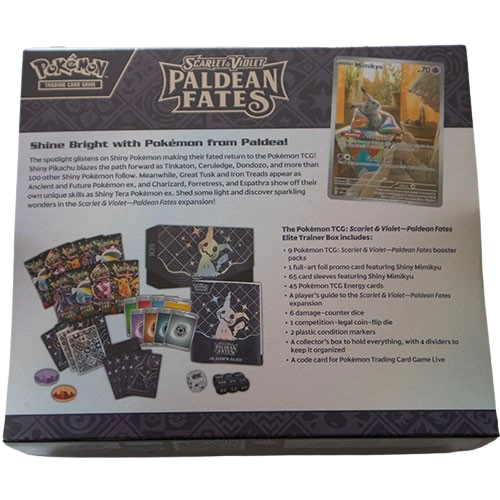 Pokemon Paldean Fates Elite Trainer Box Achterkant